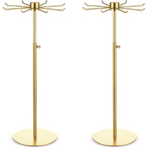 Spinning Jewelry Display Stand - Rotating Keychain Display Stand - Adjustable Height Jewelry Organizer - Countertop Jewelry Display Display Stands for Vendor Events (Brushed Silver, 1 Pack)