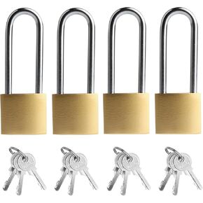 4 Pcs Padlock with Keys, 3.38 Inch Long Keyed Padlocks, Shackle Pad Lock with Keys, Lock and Key Set for Outdoor Fence Storage Unit Toolbox Shed Gym Locker Padlocks with Key