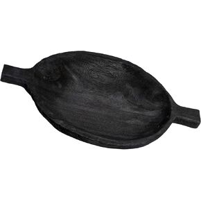 Creative Co-Op Paulownia Wood Tray with Handles for Serving and Storage, Black