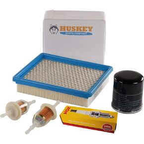 Huskey Golf Cart Tune Up Kit for Club Car DS 1993-2004 Gas W/ FE290 Kawasaki Motor, Air Filter (Flat), Oil Filter, NGK Spark Plug, 2X Fuel Filters, Clutch Drive & Starter Generator Belt (Selective)