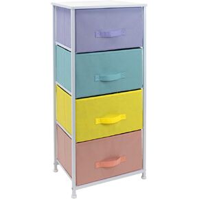 Sorbus Fabric Dresser for Kids Bedroom - Chest of 5 Drawers, Tall Storage Tower, Clothing Organizer, for Closet, for Playroom, for Nursery, Steel Frame, Fabric Bins - Wood Handle (Pastel)