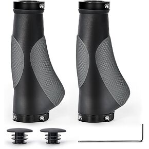 PRUNUS Bicycle Grips Ergonomic, 22mm Bicycle Grips/Lebar Grips with Aluminum Double Lock-On Design, Universal Bicycle Handlebar Grips for MTB Mountain Bike,Electric Bike,BMX,Folding Bike etc.