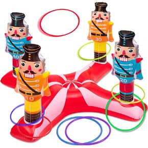 Christmas Games - Inflatable Nutcrackers Ring Toss Game for Kids Adults Families, Gifts Toys Indoor Outdoor Xmas Holiday Party Supplies Decorations
