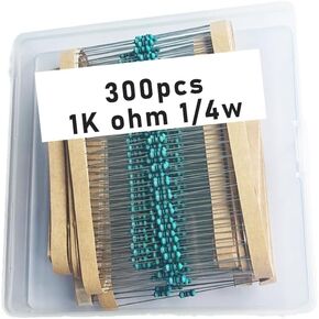 1k 1/4W, 1k 1/4W, 1k ohm, 1k 1/4W, 1kresistor, 1k ohm resistor, 1k ohm Metal resistor, 1k Metal Film resistors 1/4w(0.25w) 1% tolerance 0.01 MF Metal Film Fixed Resistor 300 pcs