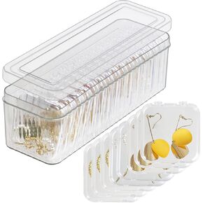 Clear Jewelry Organizer Box, Plastic Jewelry Organizer Holder with 15 Portable Jewelry Cases, Travel Jewelry Storage for Earrings Rings Necklaces Brooch (1Box+15Cases)