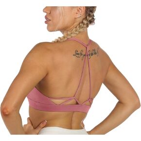 icyzone Strappy Sports Bras for Women - High Neck Padded Medium Support Athletic Yoga Bra Top