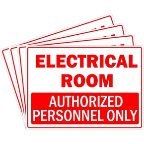 "Electrical Room - Authorized Personnel Only " Sign 8x10 Inch-Standard Electrical Room Door/Wall Sign Vinyl Waterproof and Self Adhesive Warning Sticker for Indoor and Outdoor Use 4 Pack