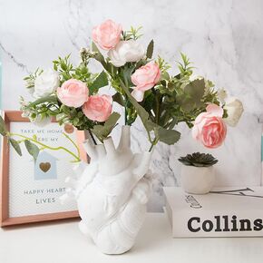 مزهرية على شكل قلب تشريحي من الراتنج على شكل قلب للزهور مزخرفة على شكل قلب أبيض مزهرية لسطح المكتب زخرفة حديثة على شكل قلب زهرة مزهرية فنية للمنزل in Kuwait