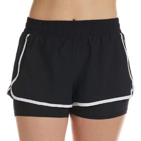 Spyder Women's 3Ƒ_Tƒ_T Run Short W/Inner Biker & Zip Pockets Black/White L