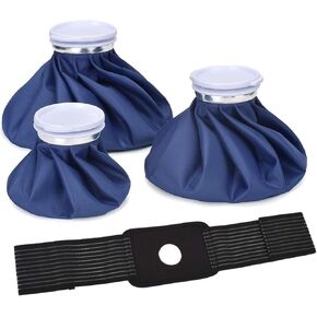 4-Pack 3-Sizes Ice Bag Pack Reusable Ice Bag for Injuries, Hot & Cold Therapy and Pain Relief with Elastic Breathable Support Wrap (6"/9"/11")