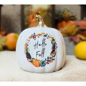 Nature's Mark Fall Harvest Ceramic Pumpkin Decor, Hello Fall