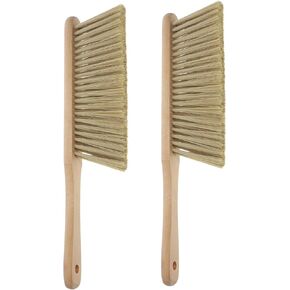 Healeved 2PCS Hand Broom Brushes Woooden Dust Brush Bench Brush Sand Brush Shop Brush Whisk Broom Soft Bristle Brush for Counter Bed Sofa Car Clothes Fireplace Cleaning