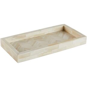 47th & Main Herringbone Trays Bone Inlay Beautiful Decorative Tray for Home Décor, Small, Cream