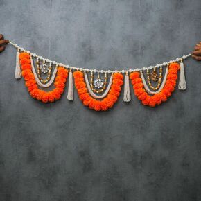 Desi Favors Artificial Silk Mango Leaves Garland Door Toran - Green Toran for Indian Decorations Backdrop, Wedding, Diwali, Pooja, Dussehra, Housewarmings,Multi Festival Bandanwar - 6 Ft (Pack of 1)