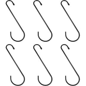 PATIKIL 9" S Shaped Hooks, 6 Pack Multipurpose S Hanging Hooks for Hanging Items in Your Home, Garage, Workshop, Black