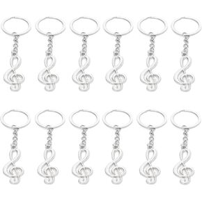 12Pcs Metal Musical Note Keychain Music Symbol Key Rings G-Clef Key Ring Music Party Favors Small Music Teacher Pendant Sign for Back to School Gift Christmas Gifts