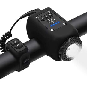 Electric Bike Horn Bike Light 2 in 1; 110 dB Bicycle Horn 5 Sound Modes with Rechargeable Battery Waterproof Bicycle Light with Horn for Kids Boys Adults Mountain Bike
