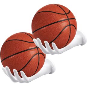 Basketball Holder Wall Mount, 2pcs Premium Hand-Shaped Ball Storage Rack, Basketball and Soccer Wall Decor Space-Saving Display Stand for Room and Garage (Black)