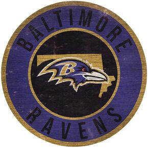Fan Creations Baltimore Ravens Wood Sign 12 Inch Round State Design