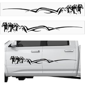 2 Pcs Horse Trailer Decals Horse Stickers 63.5 x 8.5 Inch Self-Adhesive Car Side Body Stickers Black Vinyl Running Horse Graphic Decals for Trailer Car Truck SUV RV Camper Motorcoach Decor