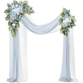 Wedding Arch, Artificial Flowers, Wedding Decor with Drapes (Set of 2)，Be Suited to Banquet, Party, Wedding Decor Ceremony and Background Decoration (Blue)