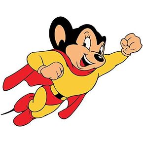 Mighty Mouse 4" to 14" Full Color Vinyl Decal Sticker (Yellow Tights, 6" X 4.6")