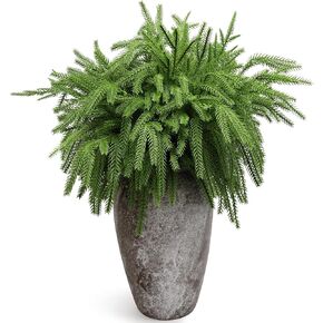 8PCS 18.5 inches Christmas Norfolk Pine Branches, Artificial Norfolk Pine Branches Faux Greenery Pine Stem, Norfolk Pine Picks for Garland Wreath Xmas and Home Garden Decor