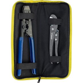 EFIELD Heavy-Duty Canvas Bag/Pex Cinch Clamp Crimping Tool for Stainless Steel Clamps from 3/8" to 1" with Pipe Cutter & Go/No-Go Gauge Suit all US F2098 Standard