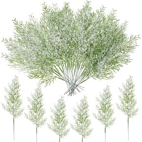 40 Pcs Christmas Snowy Artificial Pine Needles Branches 13.5 Inch Snow Frosted Pine Picks Twigs Christmas Greenery Cedar Sprigs Pine Picks Stems for Christmas Wreath Garland Crafts Home Decor