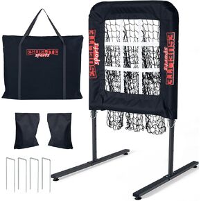 9 Hole Pitching Net with Strike Zone, Baseball Pitching Target, Softball Pitching Net, Portable Pitcher Training Equipment Height Adjustable（Premium Set）