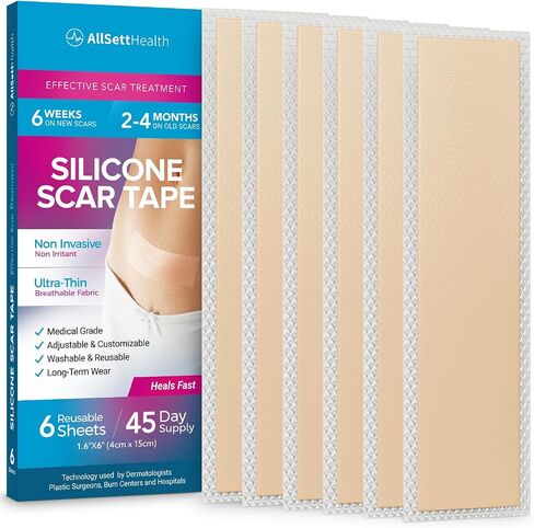 Silicone Scar Tape Reusable Sheets (60" x 1.6") Medical Grade Silicone Scar Sheets for Surgical Scars, Burns, Tummy Tuck, Keloid, C-Section - Cut to Size Scar Treatment in Saudi Arabia