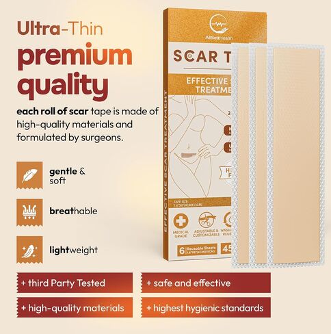Silicone Scar Tape Reusable Sheets (60" x 1.6") Medical Grade Silicone Scar Sheets for Surgical Scars, Burns, Tummy Tuck, Keloid, C-Section - Cut to Size Scar Treatment in Saudi Arabia