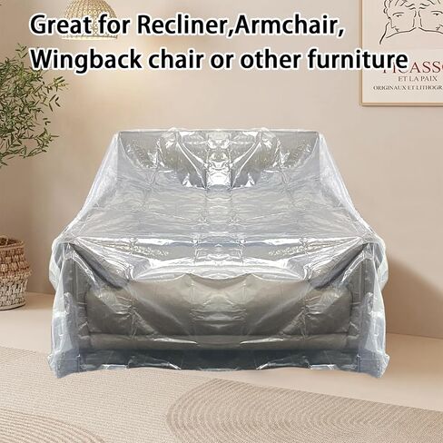 Plastic Furniture Cover for Moving - Heavy Duty Loveseat Cover - Large Couch Cover Protector - Dust Proof Plastic Moving Bag for Sofa Anti Scratch Waterproof 71W x 43D x 63H Inches in Saudi Arabia