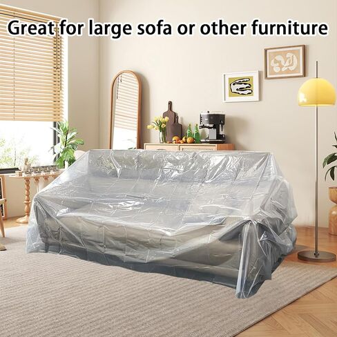 Plastic Furniture Cover for Moving - Heavy Duty Loveseat Cover - Large Couch Cover Protector - Dust Proof Plastic Moving Bag for Sofa Anti Scratch Waterproof 71W x 43D x 63H Inches in Saudi Arabia