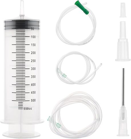 Giant Syringe for Liquid, Plastic Large 500ml Big Syringe，Individual Sterile Sealed for Scientific Dispensing Watering Paint Oil Refilling Feeding Measure With three hoses, white in Saudi Arabia