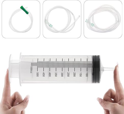 Giant Syringe for Liquid, Plastic Large 500ml Big Syringe，Individual Sterile Sealed for Scientific Dispensing Watering Paint Oil Refilling Feeding Measure With three hoses, white in Saudi Arabia