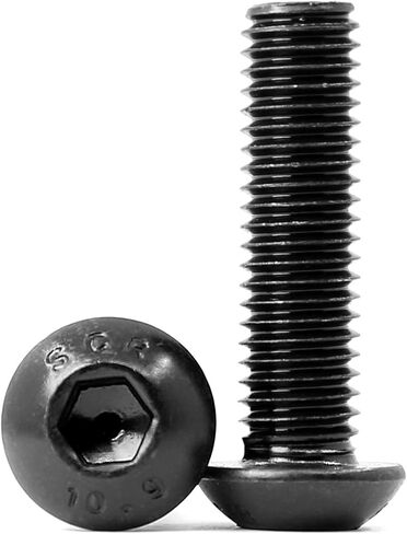 M6 x 25mm Button Head Socket Cap Screws, 10.9 Grade Alloy Steel, Allen Socket Drive, Black Oxide Finish, Machine Thread, 25 PCS in Saudi Arabia