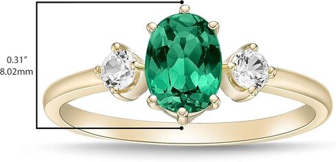 14K Yellow Gold Plated .925 Sterling Silver Oval Cut Birthstone & Created White Sapphire Three Stone Engagement Ring - Choice of Birthstone/Month in Saudi Arabia