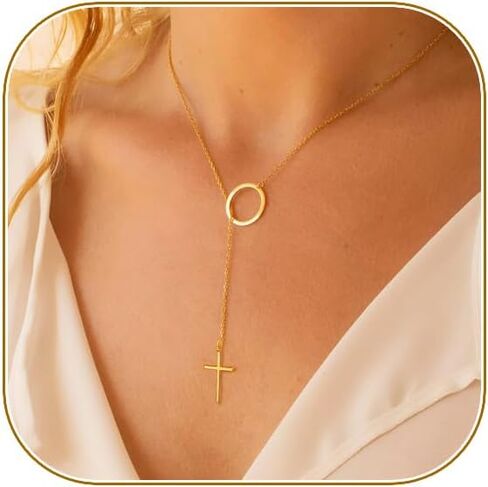 قلادة Lariat الذهبية للنساء، قلادة طويلة أنيقة مطلية بالذهب عيار 14 قيراط/فضية على شكل حرف Y، سلسلة مطرزة بطبقات، قلادات متدلية للنساء، مجوهرات ذهبية بسيطة عصرية للنساء والفتيات هدية in Saudi Arabia