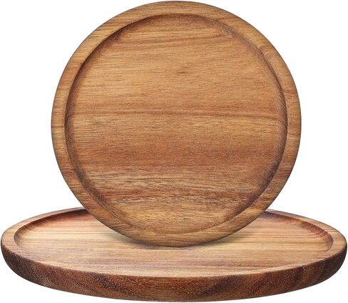 PRETYZOOM 2 Pcs Round Wooden Tray Coffee Tray Bead Tray Wood Trays Candy Dish Decorative Wooden Serving Trays Decor for Coffee Table Biscuit Tin Seasoning Plate Acacia Vintage Miss in Saudi Arabia