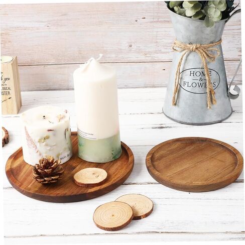 PRETYZOOM 2 Pcs Round Wooden Tray Coffee Tray Bead Tray Wood Trays Candy Dish Decorative Wooden Serving Trays Decor for Coffee Table Biscuit Tin Seasoning Plate Acacia Vintage Miss in Saudi Arabia