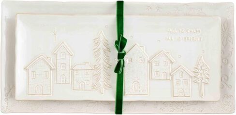Mud Pie White Christmas Tray Set, small 6" x 14" | large 7 3/4" x 16" in Saudi Arabia