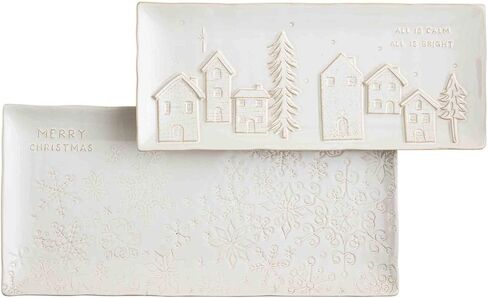 Mud Pie White Christmas Tray Set, small 6" x 14" | large 7 3/4" x 16" in Saudi Arabia