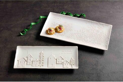 Mud Pie White Christmas Tray Set, small 6" x 14" | large 7 3/4" x 16" in Saudi Arabia