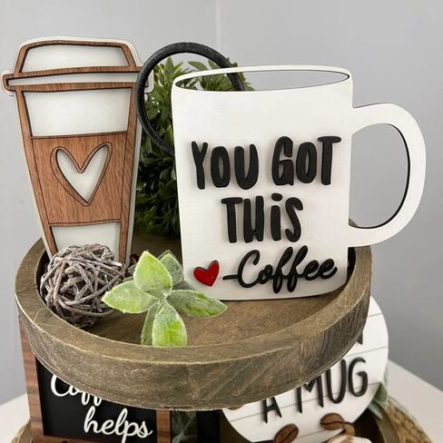 6 قطع من صينية ديكور المزرعة ذات الطبقات، مجموعة ديكور صينية من الخشب المنزلي، صينية ريفية، ديكور عيد الفصح للقهوة الريفية للمنزل والمطبخ الداخلي. (صينية متدرجة غير مدرجة) in Kuwait