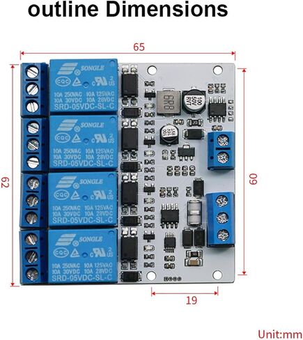 RS485 Modbus Relay 8-bit MCU and SP3485 Chip PLC Control DC5V 5.08mm terminal 32V with Diode lag current protection & Opto Isolation (4 way relay) in Saudi Arabia