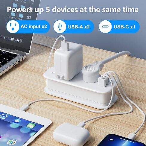 شريط طاقة مع منافذ USB، سلك تمديد Unidapt منافذ متعددة، 4 أقدام ملفوفة حول منفذين حائط 3 1 C، لا يوجد واقي من زيادة التيار، يجب أن يكون لديك رحلة بحرية للسفر في المنزل والمكتب in Kuwait