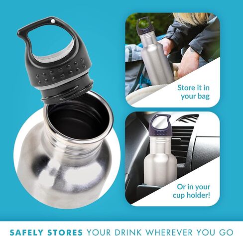 Simply Green Solutions - Stainless Steel Water Bottle for School, Workout, & Work, Reusable Water Bottles for Women & Men, Wide-Mouth Water Flask, 24oz Water Bottle w/Screw-On Lid, Brushed Stainless in Saudi Arabia