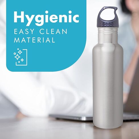 Simply Green Solutions - Stainless Steel Water Bottle for School, Workout, & Work, Reusable Water Bottles for Women & Men, Wide-Mouth Water Flask, 24oz Water Bottle w/Screw-On Lid, Brushed Stainless in Saudi Arabia