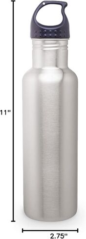 Simply Green Solutions - Stainless Steel Water Bottle for School, Workout, & Work, Reusable Water Bottles for Women & Men, Wide-Mouth Water Flask, 24oz Water Bottle w/Screw-On Lid, Brushed Stainless in Saudi Arabia